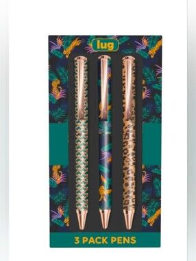 lug 3-Pack Decorative Pens — Teal, Navy, Leopard Print